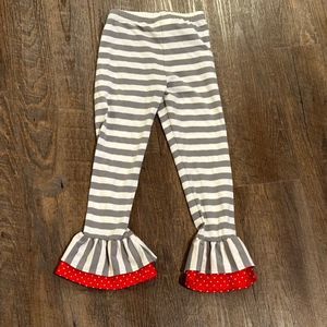 GIRLS LEGGINGS COUNTING DAISES SIZE 6 STRIPE POLKA DOT WHITE GREY